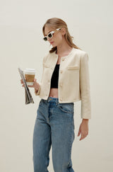 TIANA - CARA TWEED BLAZER IN CRÈME