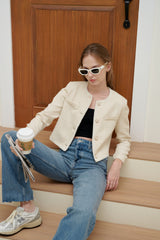 TIANA - CARA TWEED BLAZER IN CRÈME