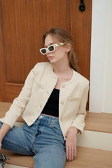 TIANA - CARA TWEED BLAZER IN CRÈME