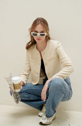 TIANA - CARA TWEED BLAZER IN CRÈME