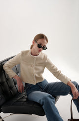 TIANA - CARA TWEED BLAZER IN CRÈME