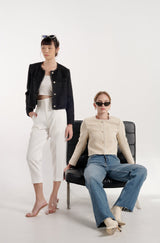 TIANA - CARA TWEED BLAZER IN BLACK