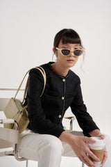 TIANA - CARA TWEED BLAZER IN BLACK