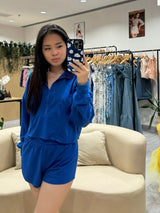IAM3F - Tanya Sweatshirt & Shorts Set in Cobalt Blue