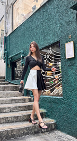 Silhouette - Nello Color Block Shorts in Black and White