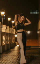 Silhouette - Willow Color Block Pants in Black and Beige