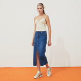 TIANA – Denim Midi Open Slit Skirt