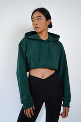 Metanoia - Signature Cropped-cut Hoodie in Mallard Green