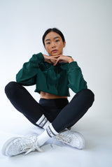 Metanoia - Signature Cropped-cut Hoodie in Mallard Green
