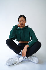 Metanoia - Signature Cropped-cut Hoodie in Mallard Green