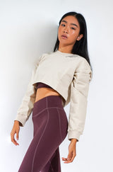 Metanoia - Fearless Crop Sweatshirt in Latte