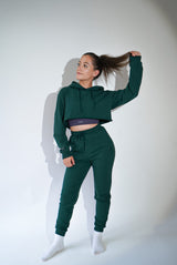 Metanoia - Signature Cropped-cut Hoodie in Mallard Green