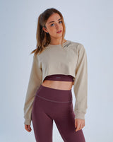 Metanoia - Fearless Crop Sweatshirt in Latte