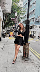 BYO ACTIVE - FORGET ME KNOT LONG SLEEVED CROP IN BLACK & WHITE