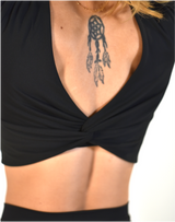 BYO ACTIVE - FORGET ME KNOT LONG SLEEVED CROP IN BLACK & WHITE