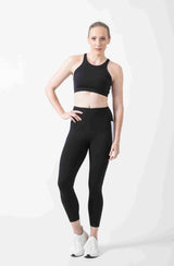 BYO ACTIVE - ACUTE TRIANGLE HALTER SPORTS BRA IN BLACK & CAROL in