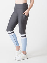 BYO ACTIVE - KNEES UP LEGGINGS IN GREY & BLUE