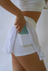 Metanoia - Super Bloom Flowy Tennis Skort with Pocket in White