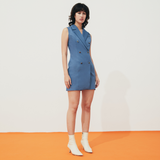 TIANA - Mademoiselle Sleeveless Blazer Dress in Blue