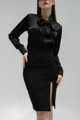 TIANA - High Slit Pencil Skirt in Black