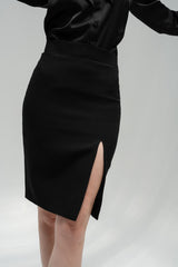 TIANA - High Slit Pencil Skirt in Black
