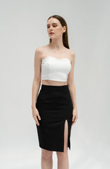 TIANA - High Slit Pencil Skirt in Black