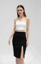 TIANA - High Slit Pencil Skirt in Black