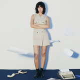 TIANA - Mademoiselle Sleeveless Blazer Dress in Beige