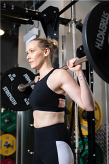 BYO ACTIVE - ACUTE TRIANGLE HALTER SPORTS BRA IN BLACK & CAROL in