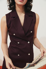 TIANA - Mademoiselle Sleeveless Blazer Dress in Burgundy