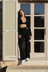 Wiskii - High Waist Flare Split-Leg Leggings