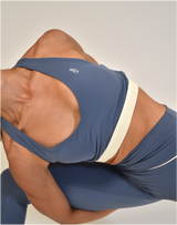 BYO ACTIVE - YEUNG NO MORE CRISS-CROSS BRA IN STONE BLUE & WHITE