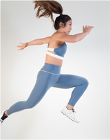 BYO ACTIVE - YEUNG NO MORE CRISS-CROSS BRA IN STONE BLUE & WHITE