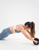 BYO ACTIVE - YEUNG NO MORE CRISS-CROSS BRA IN STONE BLUE & WHITE