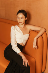 Silhouette - Della Asymmetric Top in White