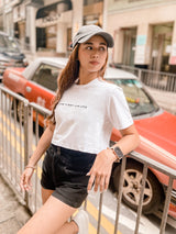 'Gym First Gin Later' Crop Tshirt in White