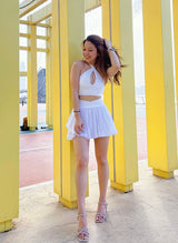 Metanoia - Super Bloom Flowy Tennis Skort with Pocket in White