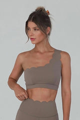 Wiskii - Dynamic Scallop Sports Bra in Beige