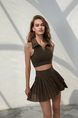 Wiskii - Seamless Polo Padded Top in Olive Green