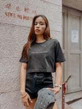 'Gym First Gin Later' Crop Tshirt in Black