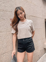 'Gym First Gin Later' Crop Tshirt in Beige