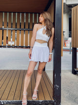 Metanoia - Super Bloom Flowy Tennis Skort with Pocket in White