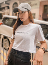 'Gym First Gin Later' Crop Tshirt in White