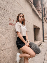 'Gym First Gin Later' Crop Tshirt in Beige