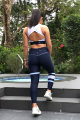 BYO ACTIVE - OARSOME CROP TOP IN NAVY & WHITE