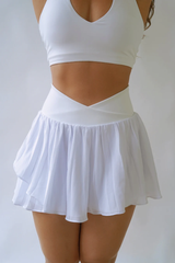 Metanoia - Super Bloom Flowy Tennis Skort with Pocket in White