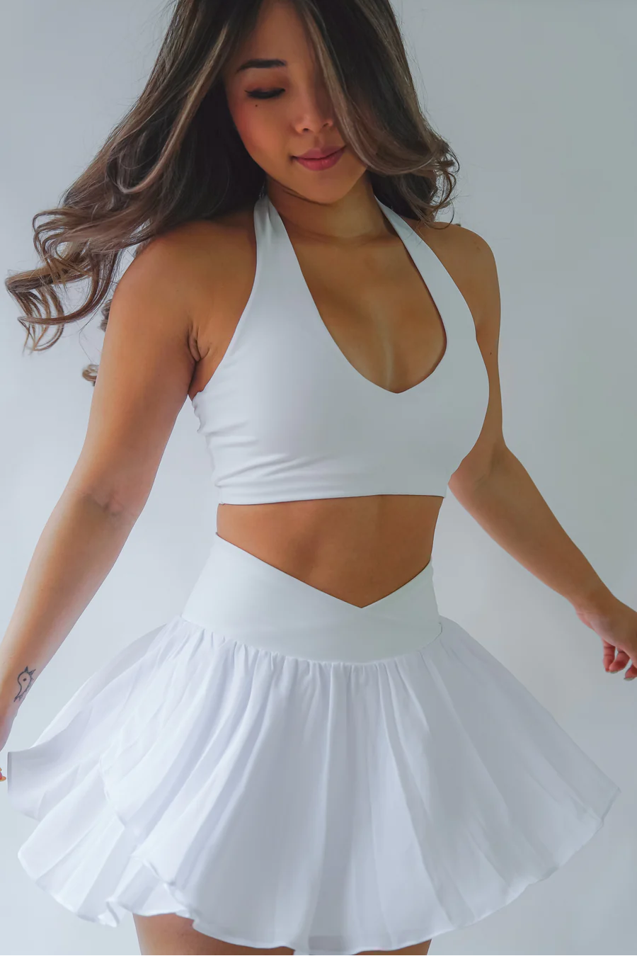 Metanoia - Super Bloom Flowy Tennis Skort with Pocket in White