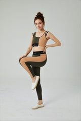 LIT - Multiple Full-Length Leggings in Olive / Sand