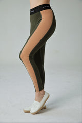 LIT - Multiple Full-Length Leggings in Olive / Sand