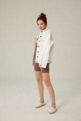 Salisa - Noho Oversized Denim Jacket in White